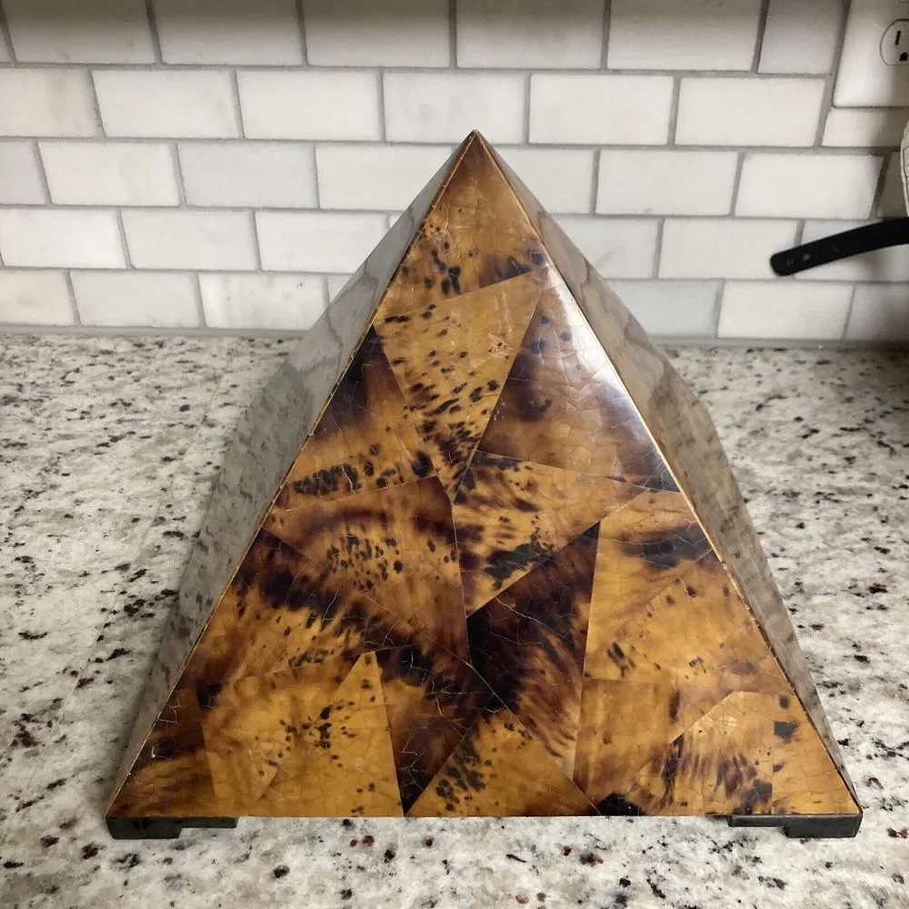 Pyramid Form Jewelry Box by Maitland Smith Veneered Coconut Shell